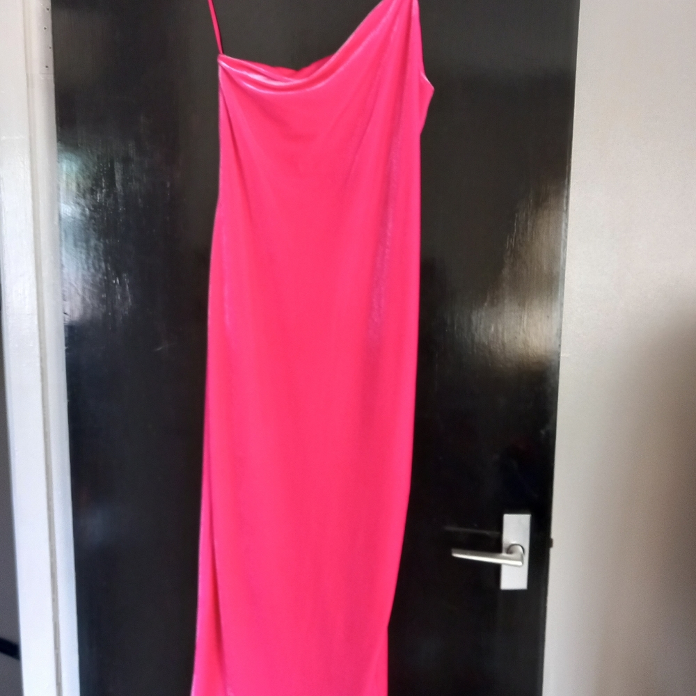 Pink midi pamela echevarria dress, velvet texture - Picture 2 of 9